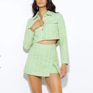 NWOT Hello Molly green tweed set - S